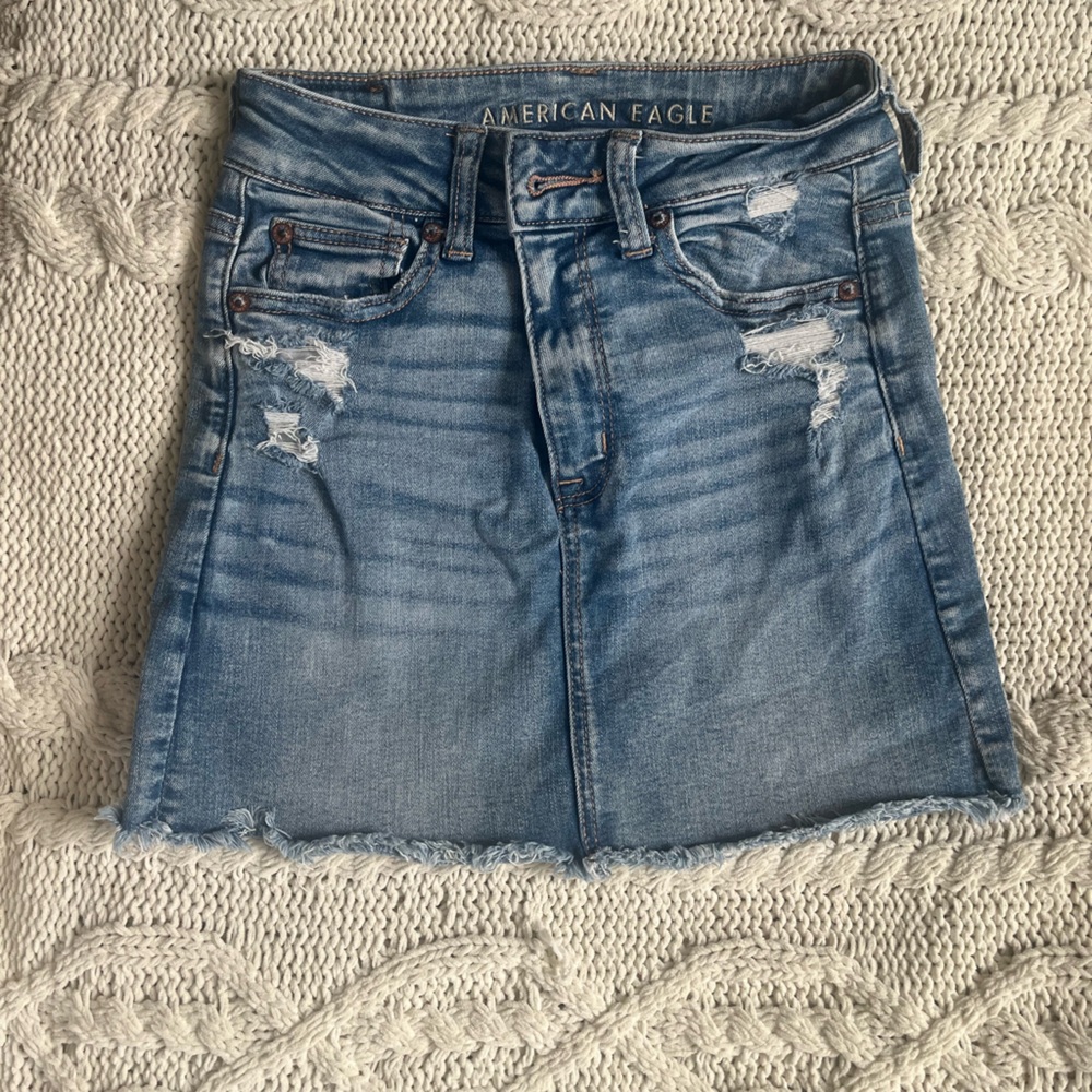 American Eagle Outfitters Women's Light Blue Denim Skirt